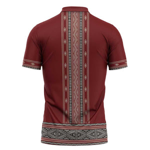 Tunisian Embroidery Pattern Zipper Polo Shirt - African Pride