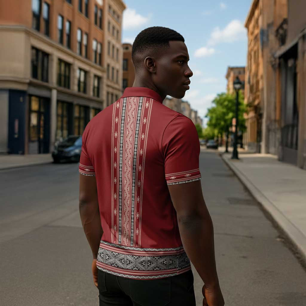 Tunisian Embroidery Pattern Zipper Polo Shirt - African Pride