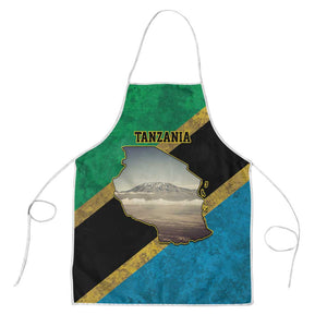 African Volcano Kilimanjaro Tanzania Apron Grunge Flag Map of Tanzania