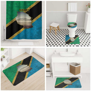African Volcano Kilimanjaro Tanzania Bathroom Set Grunge Flag Map of Tanzania