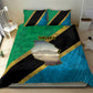 African Volcano Kilimanjaro Tanzania Bedding Set Grunge Flag Map of Tanzania - African Pride
