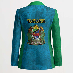 African Volcano Kilimanjaro Tanzania Blazer Grunge Flag Map of Tanzania