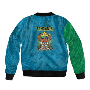 African Volcano Kilimanjaro Tanzania Bomber Jacket Grunge Flag Map of Tanzania - African Pride