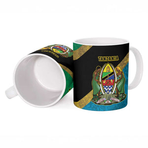 African Volcano Kilimanjaro Tanzania Ceramic Mug Grunge Flag Map of Tanzania