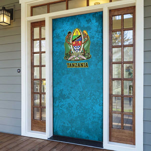 African Volcano Kilimanjaro Tanzania Door Cover Grunge Flag Map of Tanzania