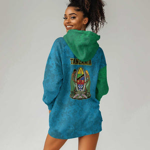 African Volcano Kilimanjaro Tanzania Hoodie Dress Grunge Flag Map of Tanzania - African Pride