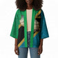 African Volcano Kilimanjaro Tanzania Kimono Grunge Flag Map of Tanzania