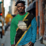 African Volcano Kilimanjaro Tanzania Long Sleeve Shirt Grunge Flag Map of Tanzania - African Pride
