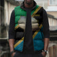 African Volcano Kilimanjaro Tanzania Sleeveless Puffer Jacket Grunge Flag Map of Tanzania