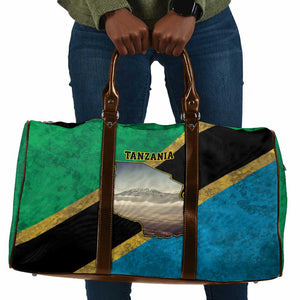 African Volcano Kilimanjaro Tanzania Travel Bag Grunge Flag Map of Tanzania