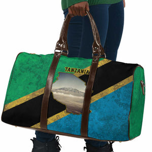 African Volcano Kilimanjaro Tanzania Travel Bag Grunge Flag Map of Tanzania