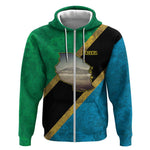 African Volcano Kilimanjaro Tanzania Zip Hoodie Grunge Flag Map of Tanzania - African Pride