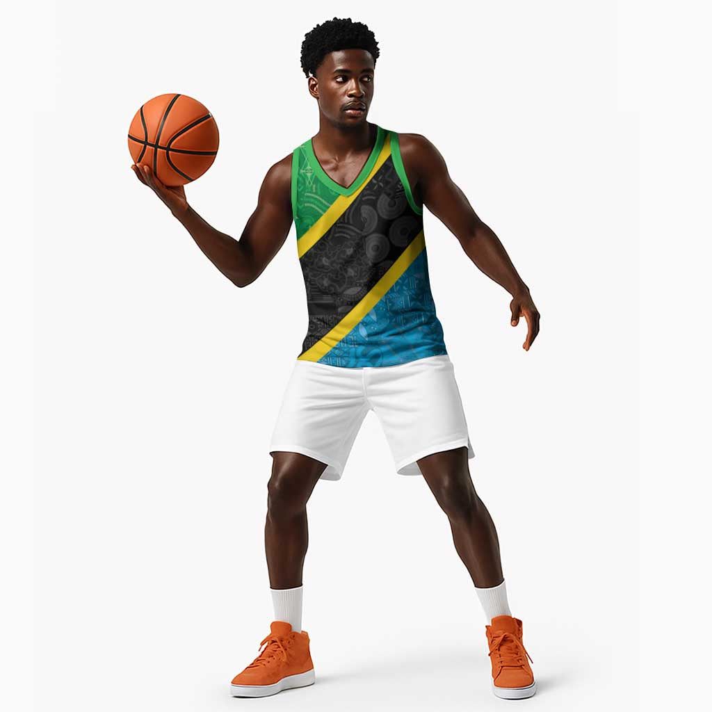 Tanzania 255 Basketball Jersey African Mix Pattern Flag Motif LT9