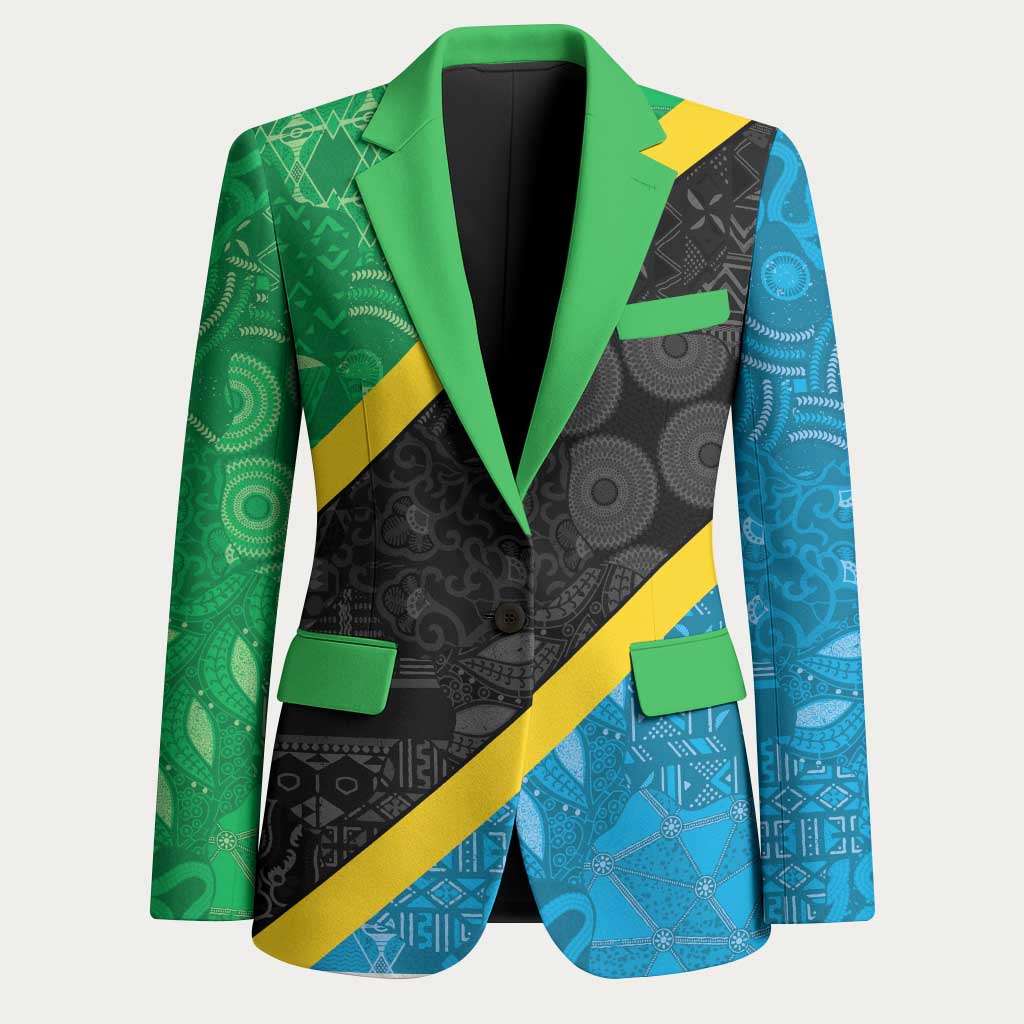 Tanzania 255 Blazer African Mix Pattern Flag Motif
