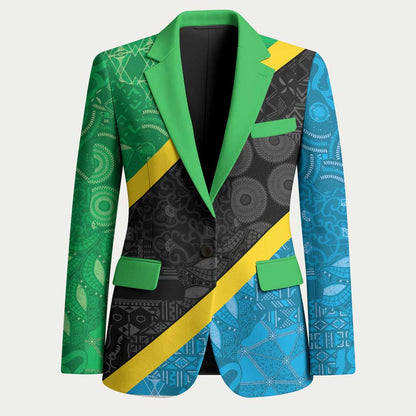Tanzania 255 Blazer African Mix Pattern Flag Motif