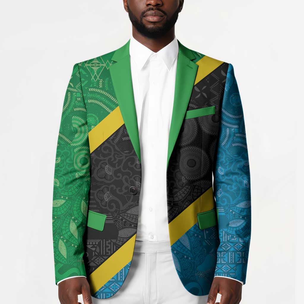 Tanzania 255 Blazer African Mix Pattern Flag Motif