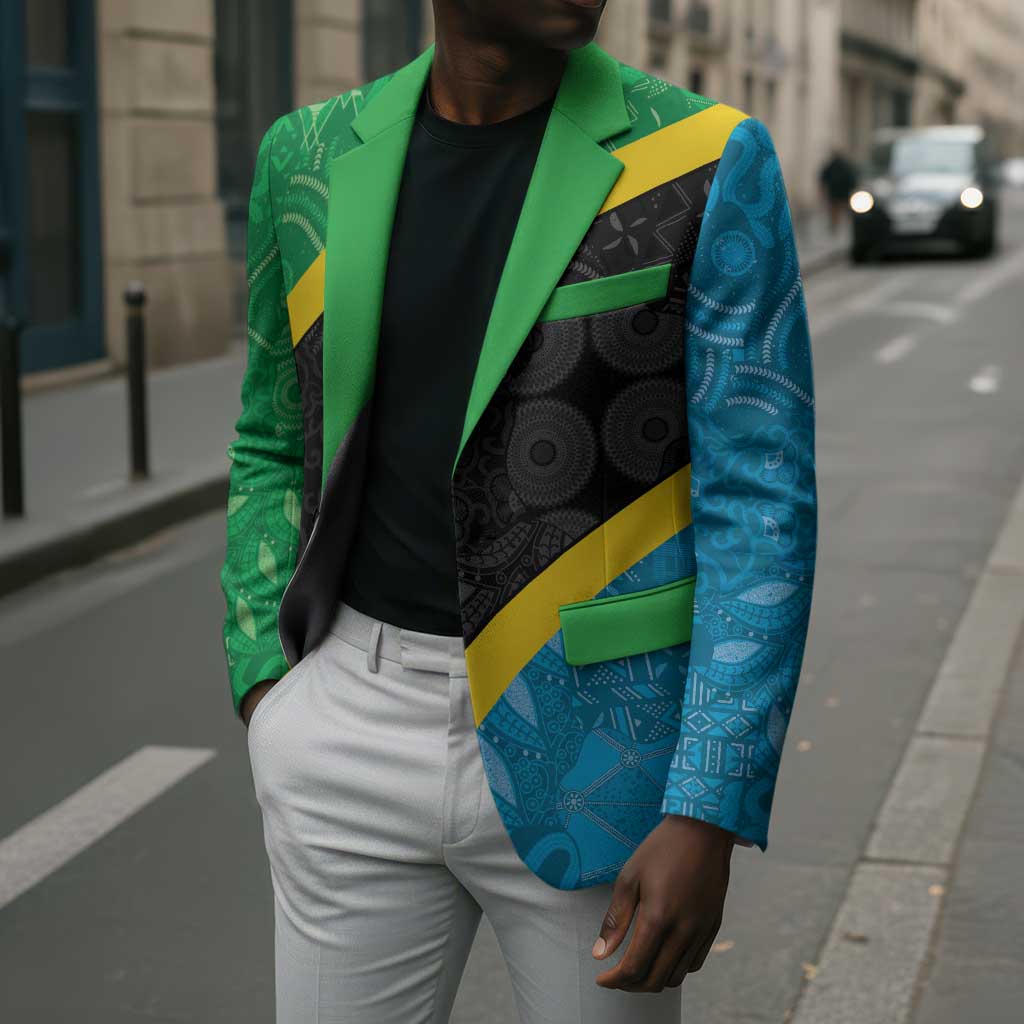 Tanzania 255 Blazer African Mix Pattern Flag Motif