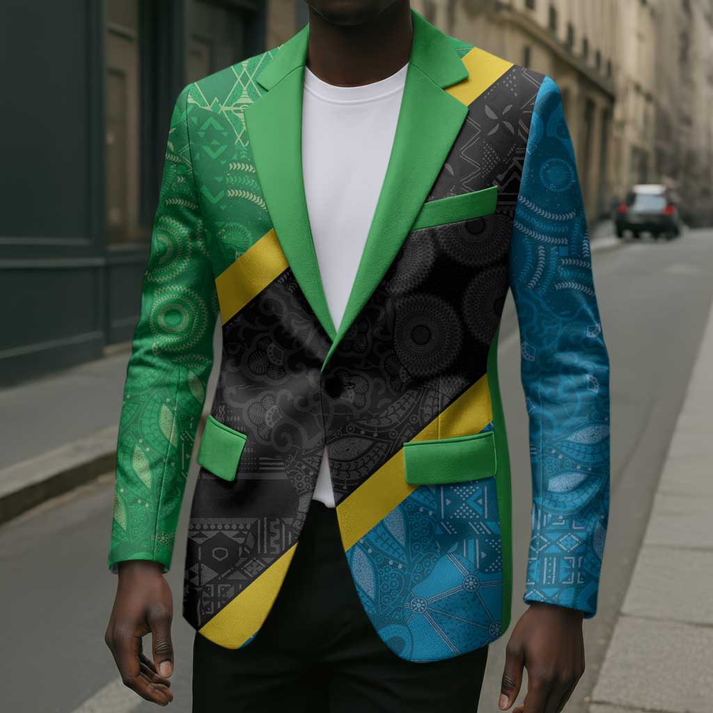 Tanzania 255 Blazer African Mix Pattern Flag Motif