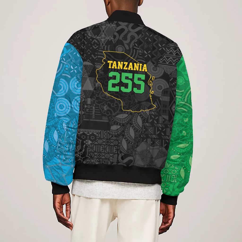 Tanzania 255 Bomber Jacket African Mix Pattern Flag Motif - African Pride