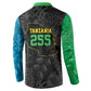 Tanzania 255 Button Sweatshirt African Mix Pattern Flag Motif