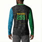 Tanzania 255 Button Sweatshirt African Mix Pattern Flag Motif