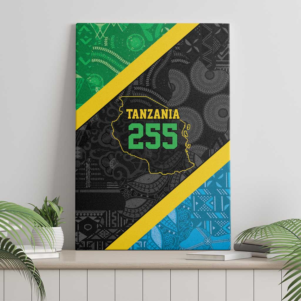 Tanzania 255 Canvas Wall Art African Mix Pattern Flag Motif - African Pride