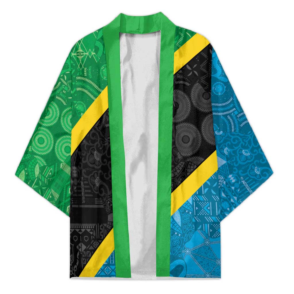 Tanzania 255 Kimono African Mix Pattern Flag Motif