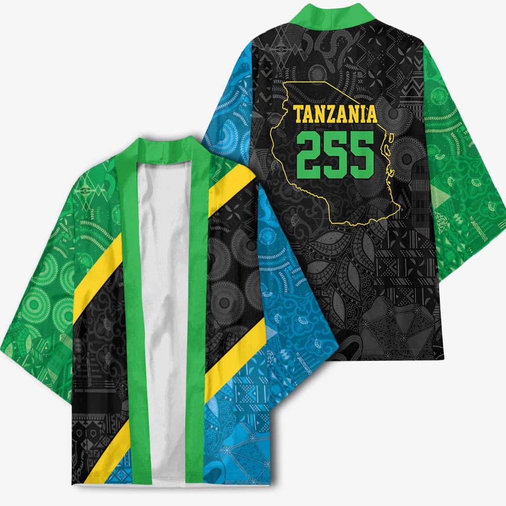 Tanzania 255 Kimono African Mix Pattern Flag Motif