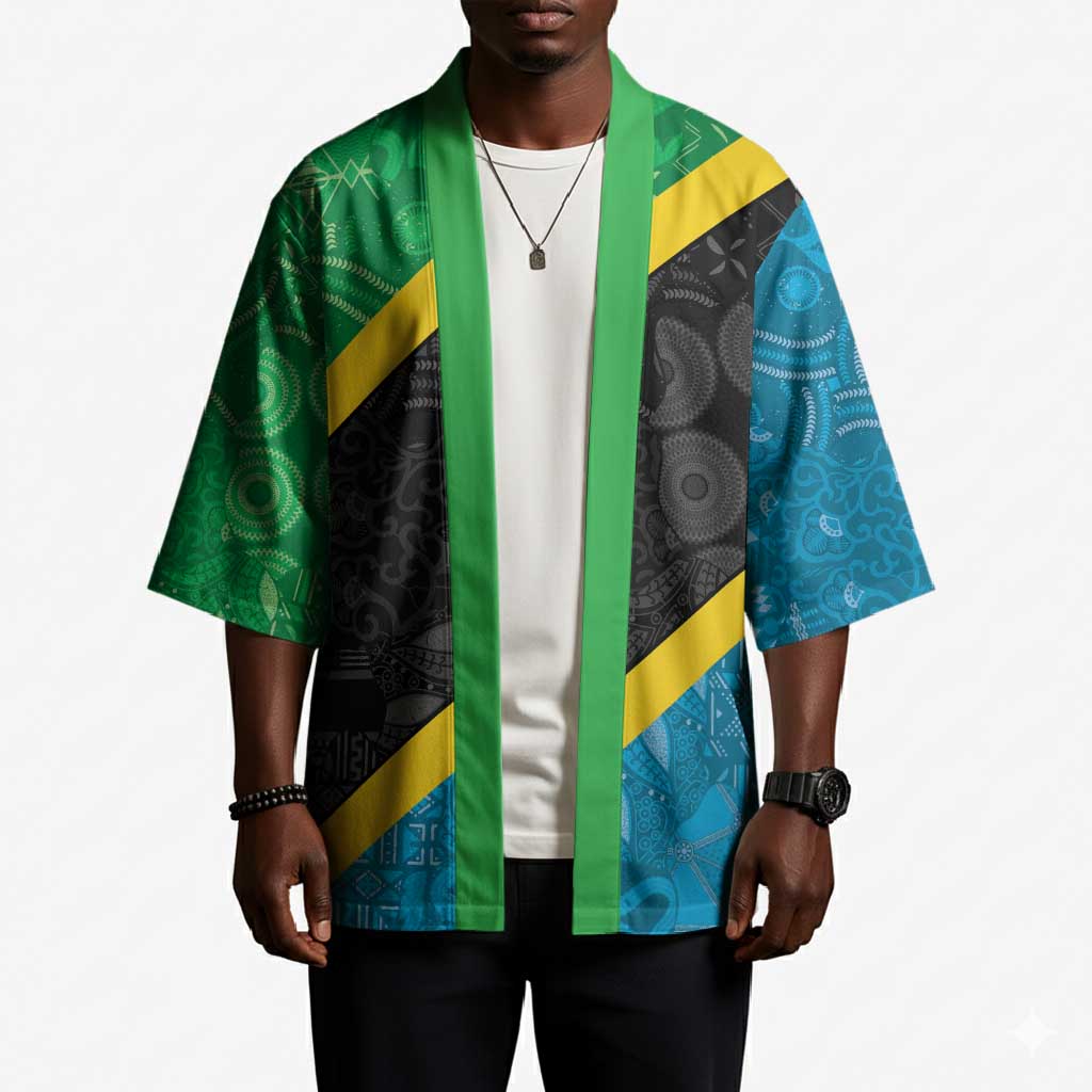 Tanzania 255 Kimono African Mix Pattern Flag Motif