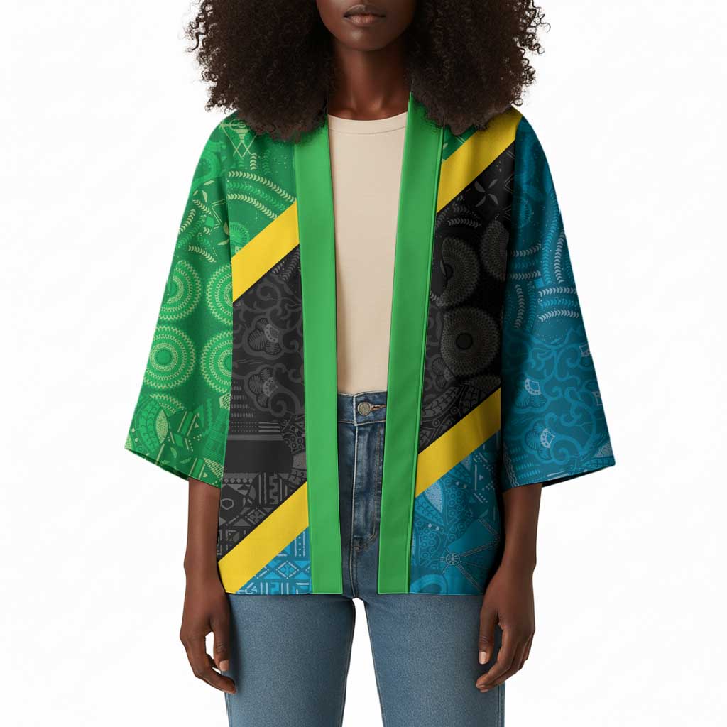 Tanzania 255 Kimono African Mix Pattern Flag Motif