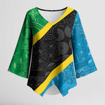 Tanzania 255 Kimono Sleeve Blouse African Mix Pattern Flag Motif