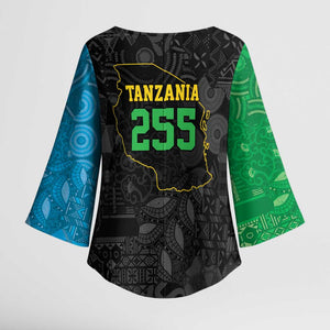 Tanzania 255 Kimono Sleeve Blouse African Mix Pattern Flag Motif