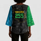 Tanzania 255 Kimono Sleeve Blouse African Mix Pattern Flag Motif