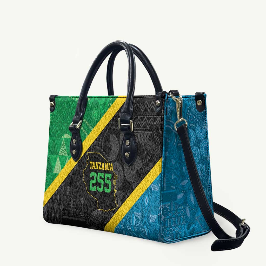 Tanzania 255 Leather Bag African Mix Pattern Flag Motif