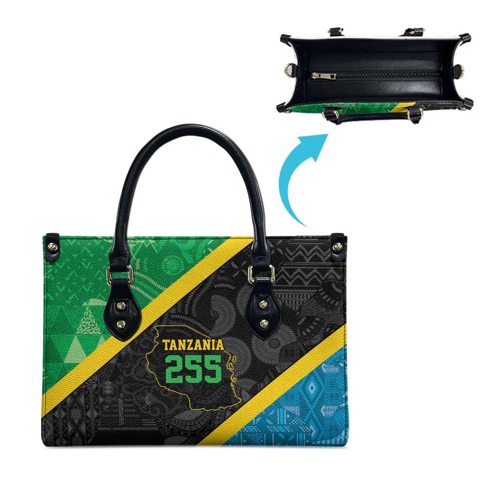 Tanzania 255 Leather Bag African Mix Pattern Flag Motif
