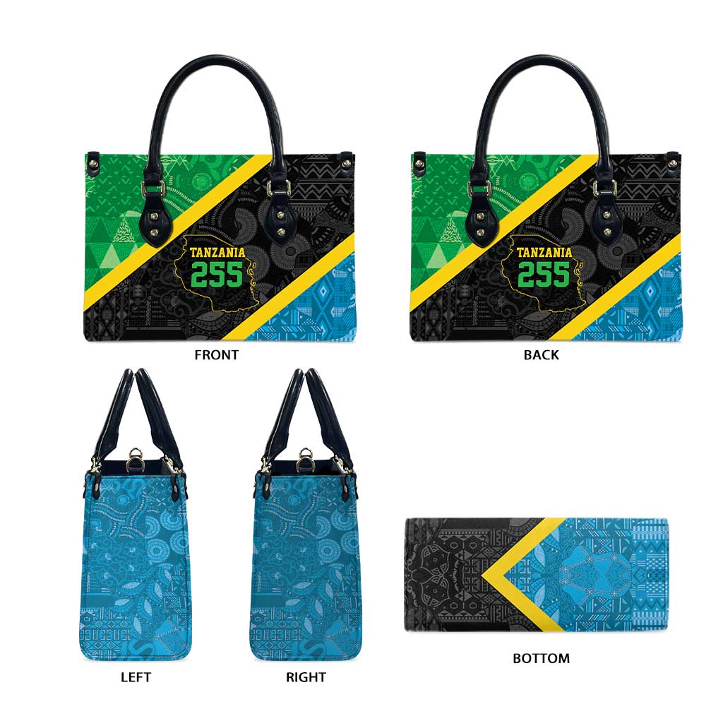 Tanzania 255 Leather Bag African Mix Pattern Flag Motif
