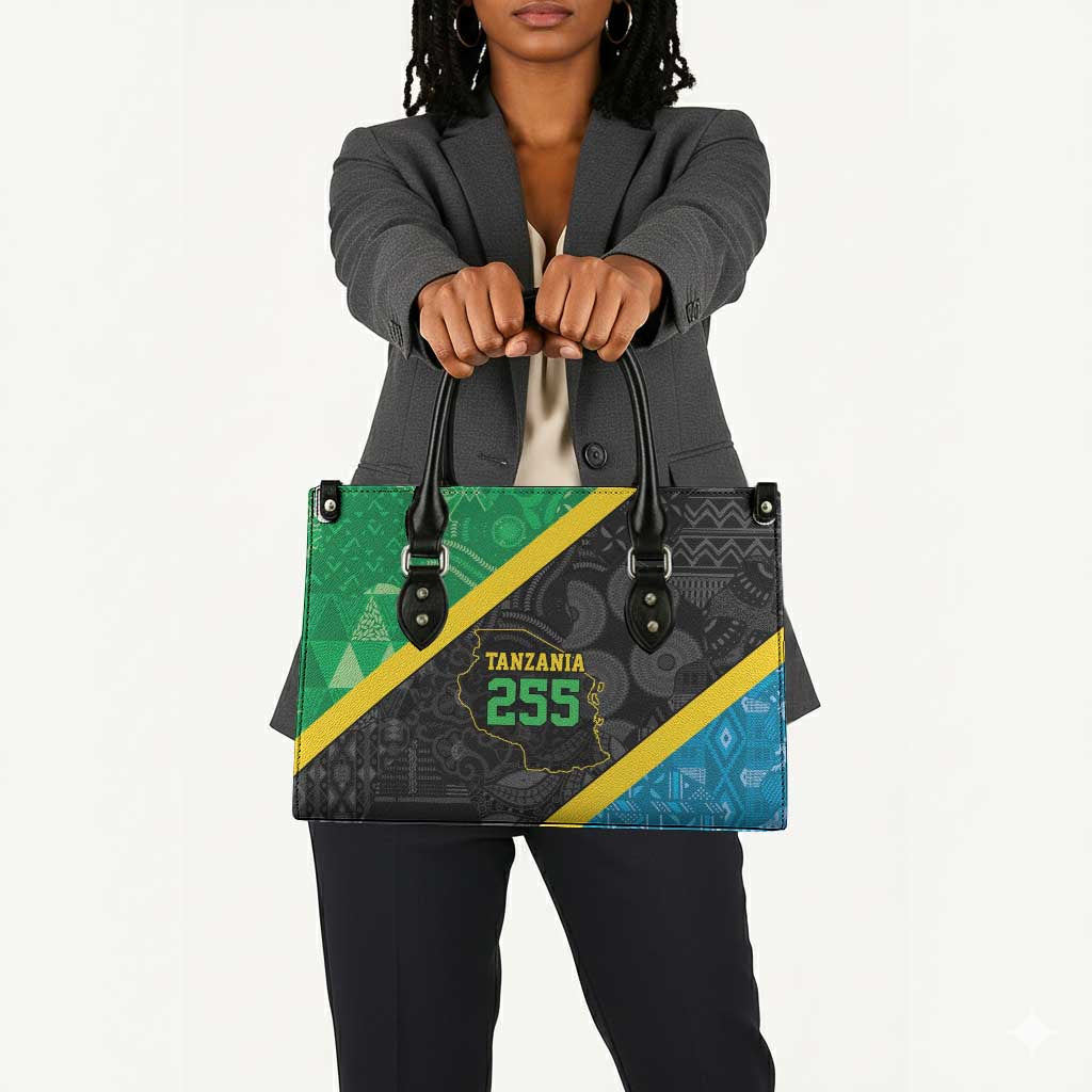 Tanzania 255 Leather Bag African Mix Pattern Flag Motif