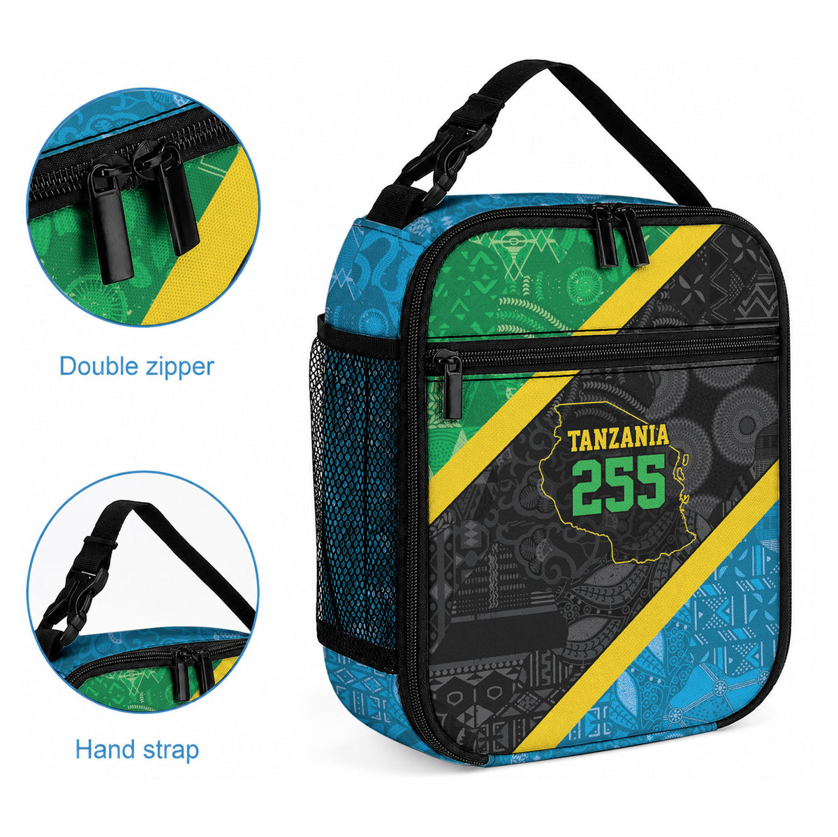 Tanzania 255 Lunch Bag African Mix Pattern Flag Motif