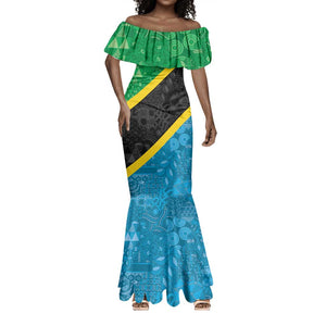 Tanzania 255 Mermaid Dress African Mix Pattern Flag Motif - African Pride