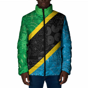 Tanzania 255 Padded Jacket African Mix Pattern Flag Motif