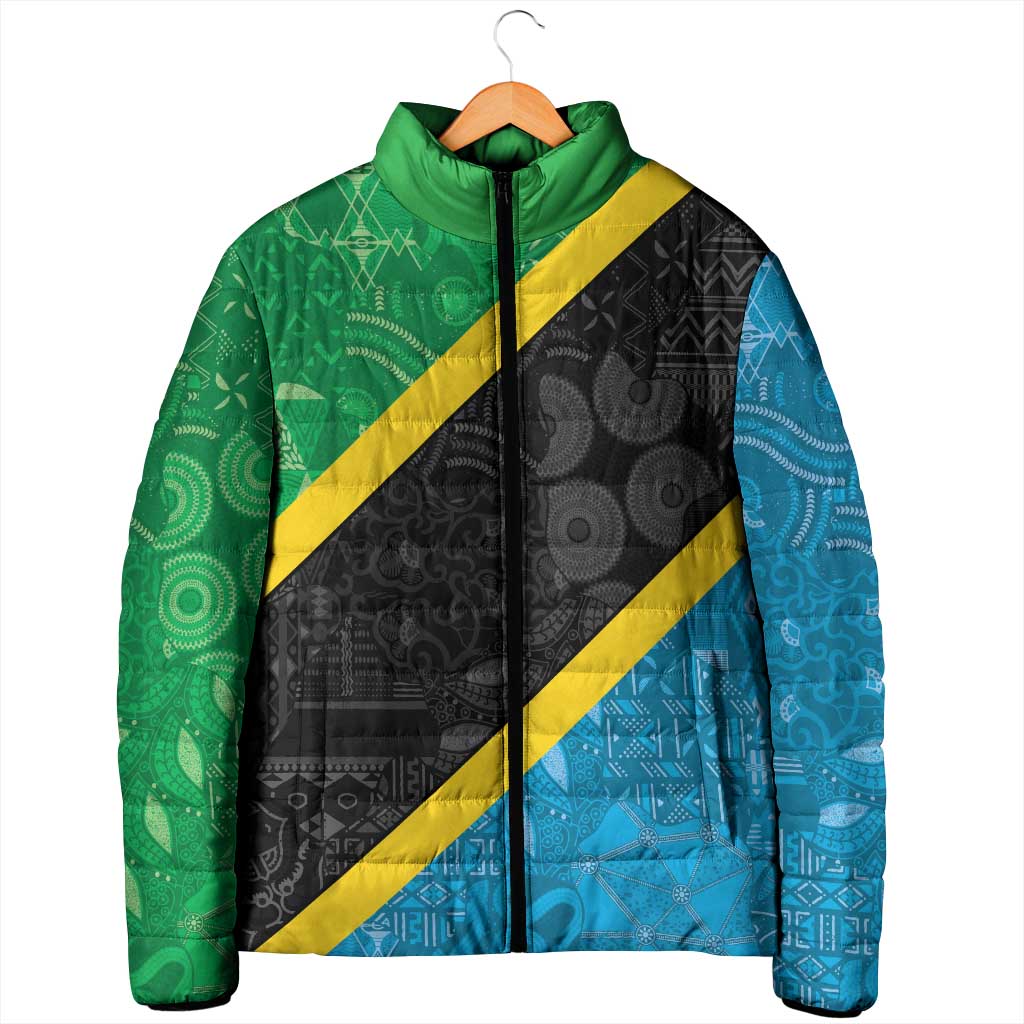 Tanzania 255 Padded Jacket African Mix Pattern Flag Motif