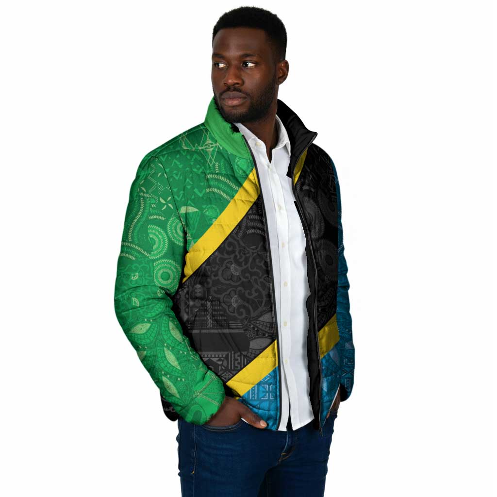 Tanzania 255 Padded Jacket African Mix Pattern Flag Motif