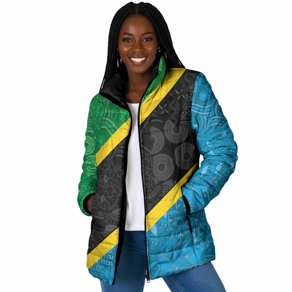 Tanzania 255 Padded Jacket African Mix Pattern Flag Motif