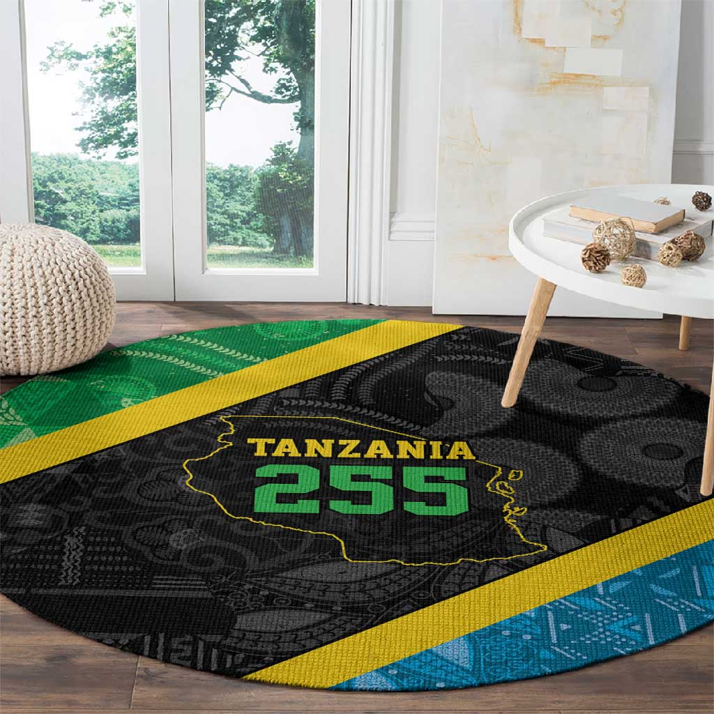 Tanzania 255 Round Carpet African Mix Pattern Flag Motif - African Pride