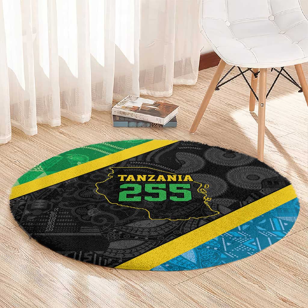 Tanzania 255 Round Carpet African Mix Pattern Flag Motif - African Pride