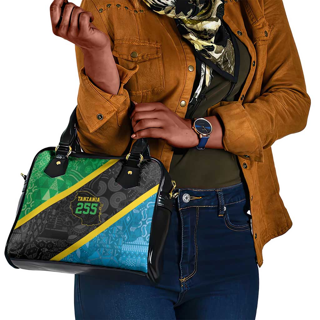 Tanzania 255 Shoulder Handbag African Mix Pattern Flag Motif - African Pride