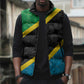 Tanzania 255 Sleeveless Puffer Jacket African Mix Pattern Flag Motif