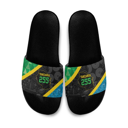Tanzania 255 Slide Sandals African Mix Pattern Flag Motif