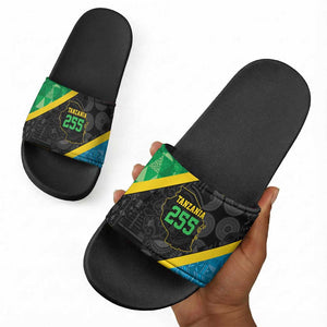 Tanzania 255 Slide Sandals African Mix Pattern Flag Motif