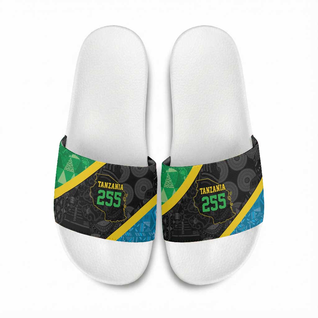 Tanzania 255 Slide Sandals African Mix Pattern Flag Motif